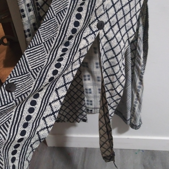 Jackpot Navy and Cream Ethnic Print Duster Sz M - Picture 4 of 6